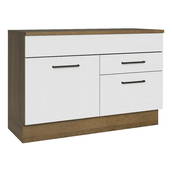 Mueble de cocina Agata 120 cm mostrador para lavadero con encimera marrón blanco