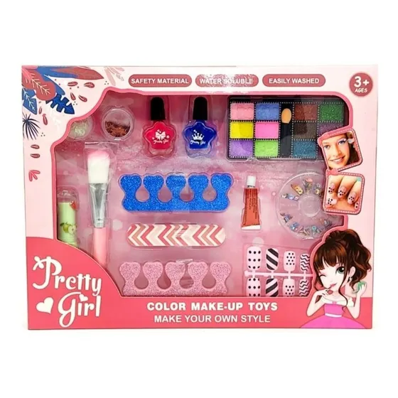 Kit De Maquillaje Infantil Con Sombras Y Esmaltes Okidoki