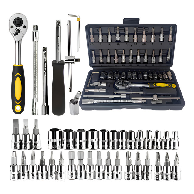 Jogo De Chaves Revara Catraca Soquete 46 Peças Com Maleta Aço Reforçado Profissional Compl...