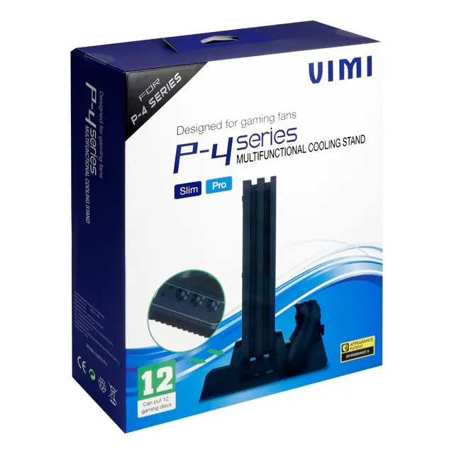 Base Enfriadora Ps4 Pro Slim Carga Controles Discos Usb Dock Azul