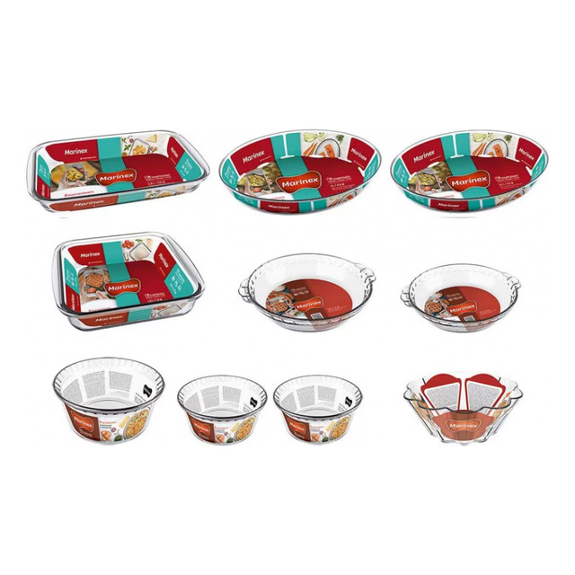 Conjunto De Travessas Refratárias Em Vidro 10 Peças Marinex Transparente Conjunto De Travessas Refratárias Em Vidro 10 Peças Marinex Transparente