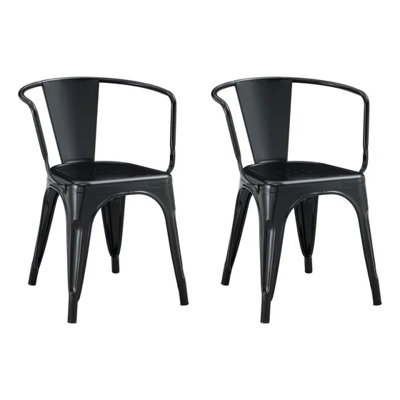 Silla Comedor Apoyabrazo Tolix Reforzada De Hierro Zhome X2