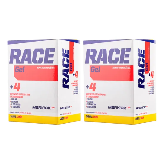 Mervick Kit X2 Race Gel Repositor Energetico Sabor Limon 12u