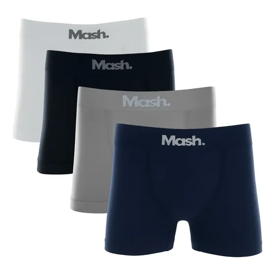 Kit 4 Cuecas Boxer Mash Poliamida Sem Costura Box Original