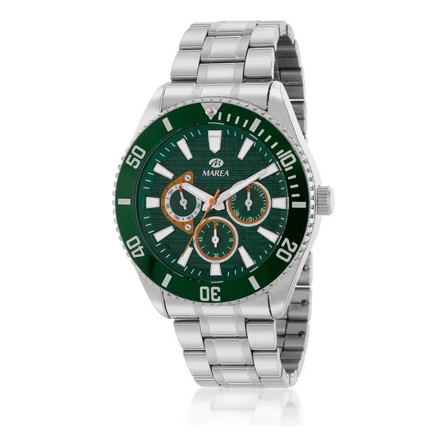 Reloj Pulsera Marea B4139303 Correa Plateado Bisel Verde Fondo Verde