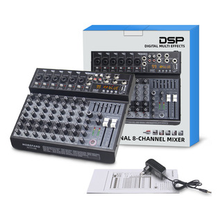 Mesa De Som Dj8 Com 8 Canais Bluetooth Usb Phantom+ 48v Mesa De Som Dj8 Com 8 Canais Bluetooth Usb Phantom+ 48v