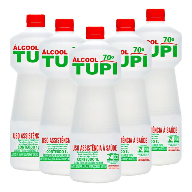 Kit 5l Álcool 70% Antibactericida 99% Bactérias Limpeza
