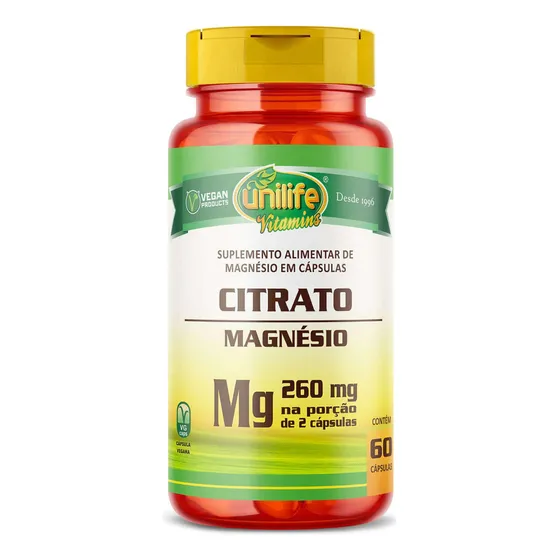Citrato De Magnesio 60 Caps. 260 Mg Sabor Neutro