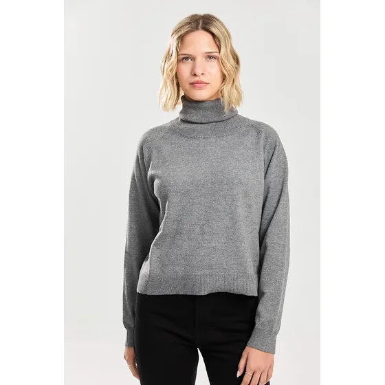 Sweater Polera Pesado De Viscosa Gris Koxis Mujer