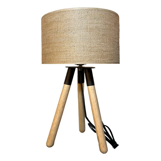 Lámpara Nordica Tripode Madera Con Pantalla Rosca E27