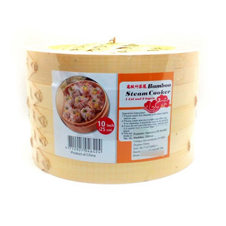 Vaporera De Bambu 25cm 2 Pisos + Tapa - Cocina Saludable Vaporera De Bambu 25cm 2 Pisos + Tapa - Cocina Saludable