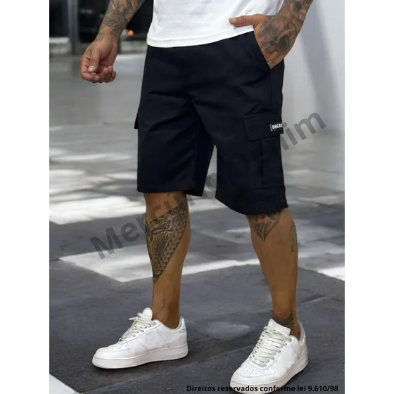 Bermuda Cargo Masculina Skate Larga Short C/elástico Color