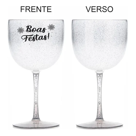 Kit 6 Taças Gin Vodka 580ml Acrílica Feliz Natal - Aloha