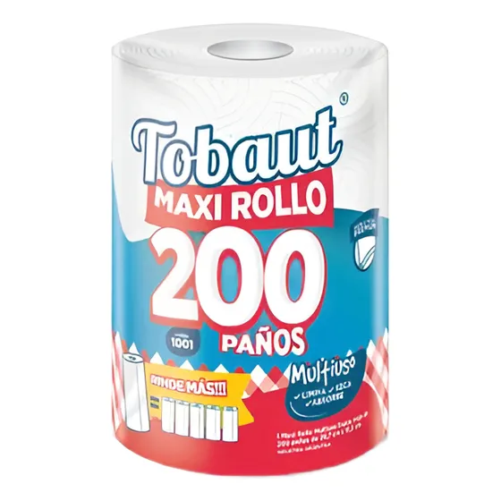 Rollo De Cocina Tobaut 200 Paños Maxi Rollo Doble Hoja