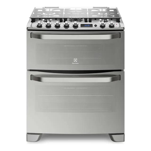 Cocina A Gas 5 Platos Doble Horno Timer Digital 76dxa Inox