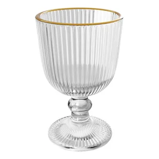 Taça Avulsa 380ml De Vidro Com Fio De Ouro Lines Taça Avulsa 380ml De Vidro Com Fio De Ouro Lines