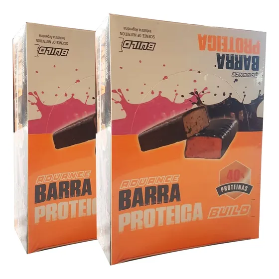 2 Cajas Barras Proteicas Build Pura Proteína Snack Saludable Sabor Frutos Rojos