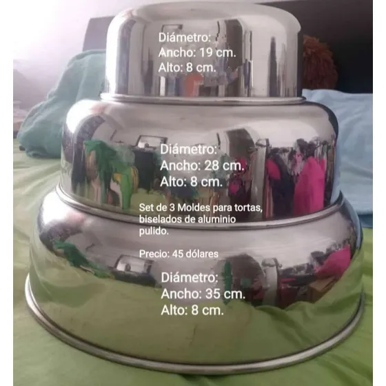 Juego De 3 Moldes Para Tortas De Matrimonio, De Aluminio 