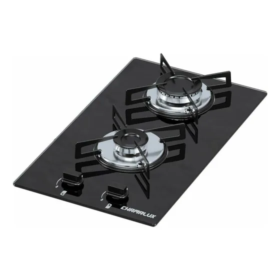 Anafe con alimentación a gas - Chamalux 2 Bocas ultra chama color negro - 2 hornallas