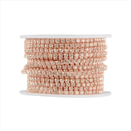 Strass De Vidrio Ss10 2.5mm Engarzado Continuo X Rollo 9 Mts