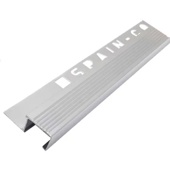 Perfil En Aluminio Para Escalones Pirlán Cuadrado Plata