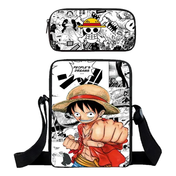 Kit Lancheira Escolar Luffy One Piece + Estojo Infantil
