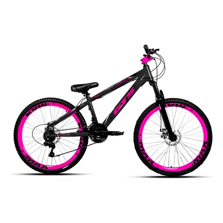 Bicicleta Mountain Bike Aro 26 GTS FEEL Freeride 21v Shimano Preto/Rosa