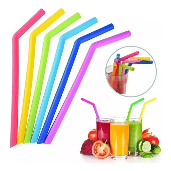 Paq. 6 Piezas Popote Silicona Frappe Ecológico Con Cepillo 