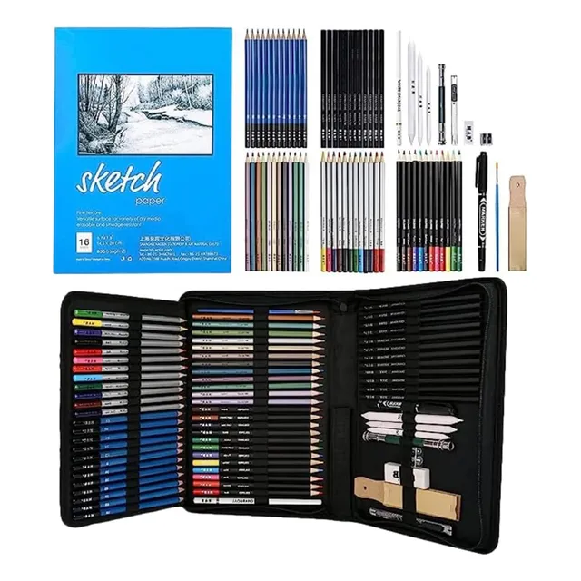 71pcs Kits Para Desenho Técnico Profissional Esboço Lápis