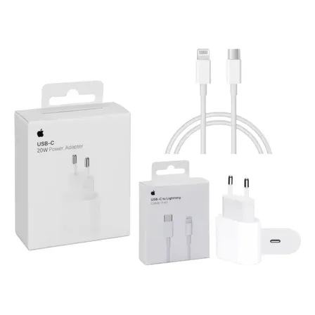 Cargador Rapido 20w Original Para iPhone 14 13 12 11 + Cable Blanco
