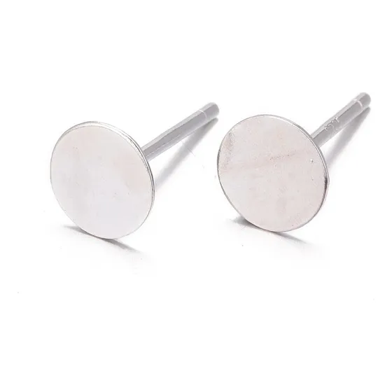 Plata .925 Poste 6mm De Base Para Arete 10 Pzas