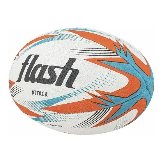 Pelota De Rugby Flash Attack Número 5° Celeste Y Naranja 