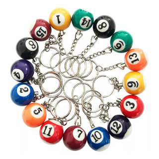 Juego De 16 Llaveros Coloridos Con Forma De Bola De Billar, Juego De 16 Llaveros Coloridos Con Forma De Bola De Billar,