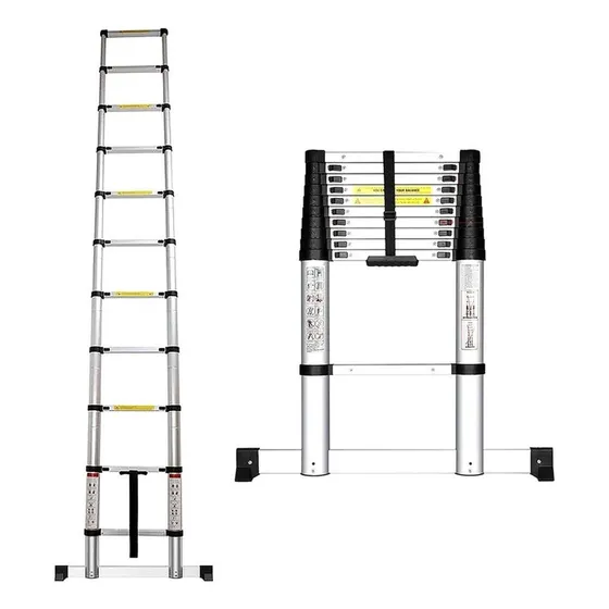 Escalera Telescopica 2.6 M Facil De Guardar Plegable Homex Color Plateado
