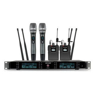 Microfonos Gc Gc04q Inalambrico 4 Canales Uhf Mano Y Solapa Color Negro Microfonos Gc Gc04q Inalambrico 4 Canales Uhf Mano Y Solapa Color Negro