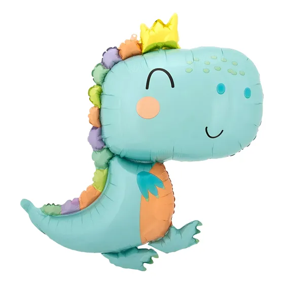 Globo Metalizado Dinosaurio Bebe Corona Grande Apto Helio