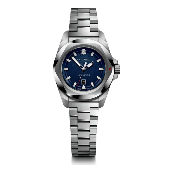 Victorinox Reloj I.n.o.x Small, 32 Mm, Acero Inoxidable Correa Plateado Bisel Plateado Fondo Azul Oscuro