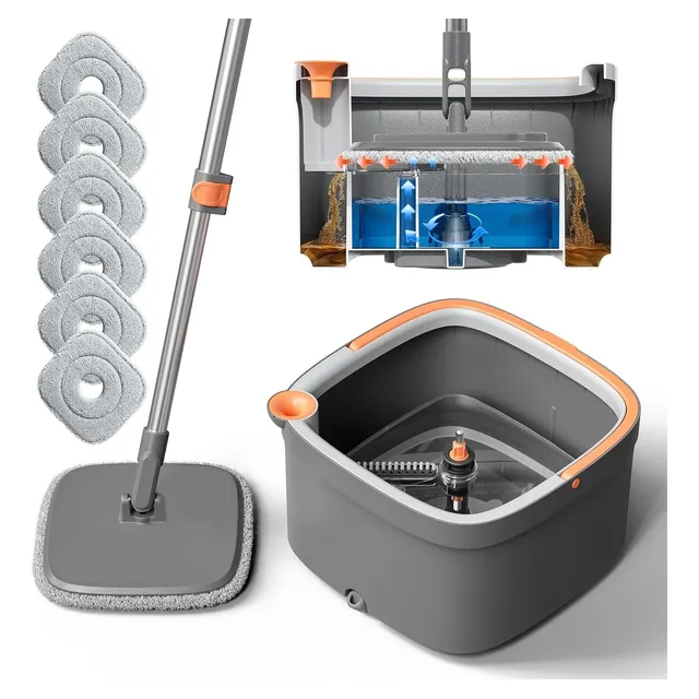 Trapeador Con Cubeta 6 Mopas Lavables Incluidas