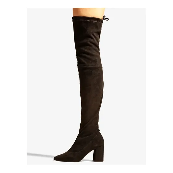 Bota Arezzo Over The Knee Preta Suede Bloco