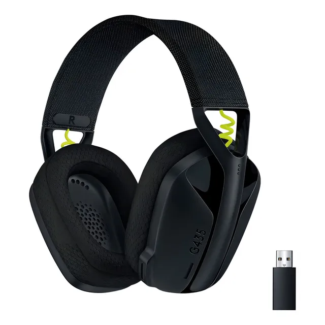 Auriculares Logitech G435 Lightspeed para videojuegos, color negro