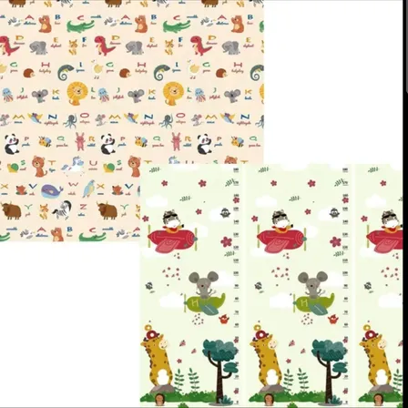 Alfombra Goma Eva Plegable Para Bebé / Play Mat Con Bolso Color Multicolor Animales-jirafa