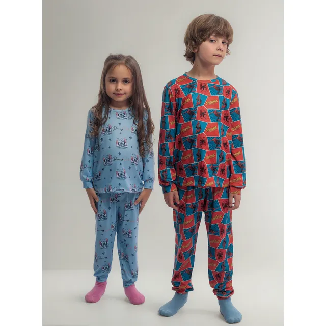 Pijama Infantil Suede Manga Longa Estampado Inverno Verão