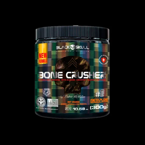 Pre-treino Bone Crusher Black Skull 300g Creatina Sabor Uva