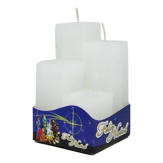 Kit 4 Velas Aromáticas Natal Quadradas Advento - Brancas