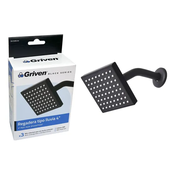 Regadera Ducha Cuadrada 4 PuLG Griven Con Tubo 