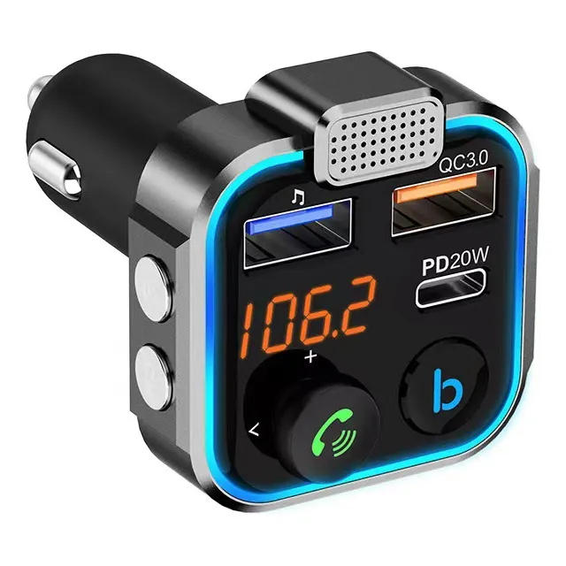 Transmisor Fm Bluetooth 5.0 Para Coche Con Pd 20w Y Qc 3.0