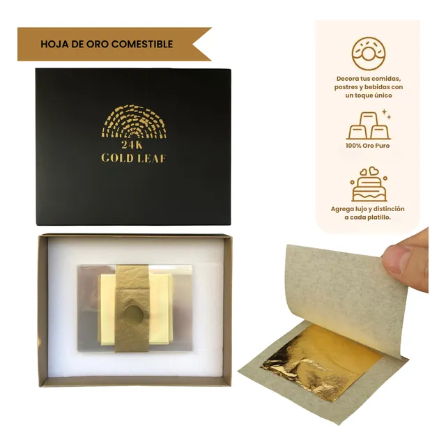 10 Láminas Oro Genuino Comestible 24 K Gastronomía Belleza