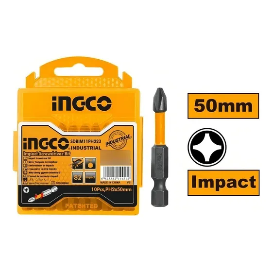 Set 10 Puntas De Impacto Destornillador Phillips 2 Iman 50mm