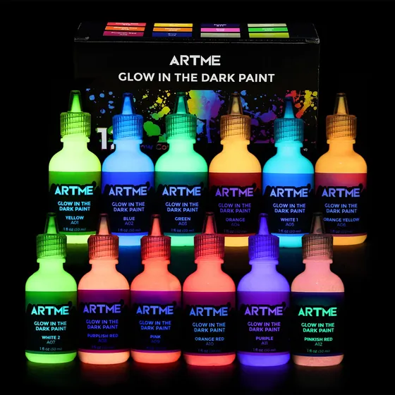 Artme Pintura Que Brilla En La Oscuridad, Juego De 12 Color.