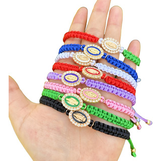 6 Pulseras De Hilo Tejidas, Virgen María De Guadalupe. 6 Pulseras De Hilo Tejidas, Virgen María De Guadalupe.